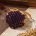 Elegant vintage gold-toned berry brooch with purple gemstones and rhinestone accents - Vintage Berry Style (BR1-2570A-11500) / Purple