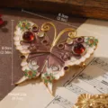 Vintage gold butterfly brooch with colorful crystals and enamel inlay, 6.3cm size - Vintage Rhinestone Butterfly Style (E4-21186-BR-7500) / Colorful