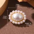 Vintage gold-tone oval pearl brooch jewelry with size dimensions and weight info - Retro Oval Pearl Style (N6-13101-BR-4500) / Gold