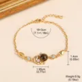 Gold tiger eye bracelet with sun flower crystal charms and pearls - Light Luxury Sunflower Tiger Eye Pearl Bracelet (4-1611A-5000)