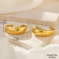 Chunky Gold Edelstahl Creolen Ohrringe mit Größen- und Gewichtsangaben - 厚实廓形半圈款(STE-BC0630-6200)
