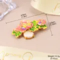 Detailed view of a floral enamel brooch with a pearl, showing 4.8cm size and 12.2g weight - Floral Brooch (7-1417B-7600)