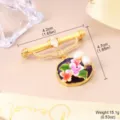 Vintage flower brooch with natural pearls and purple enamel charm with dimensions - Purple Enamel Brooch (N6-13873-BR-10200)