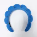 Blue cloud-shaped padded sponge headband with rhinestone accents for hair styling - Blue