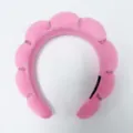 Soft pink plush cloud sponge headband with sparkling rhinestone detailing for women - Deep Pink