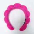 Bright pink cloud-shaped padded headband with rhinestone clips for face washing - Rose Red