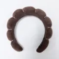 Brown cloud padded headband with rhinestones for face washing and styling - Coffee