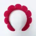 Elegant hot pink scalloped cloud padded sponge headband with sparkly rhinestone accents - Red