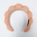 Elegant peach orange padded cloud headband with sparkling rhinestones for women. - Orange