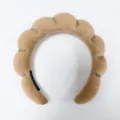 Fashionable camel cloud-shaped padded headband with rhinestones for high crown effect - Khaki