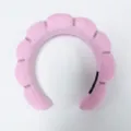Chic pink puffy cloud sponge headband with rhinestone accents for a high crown look - Pink