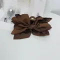 Elegant large brown fabric bow hair claw clip for women, shark clip hair accessory. - Dark Coffee