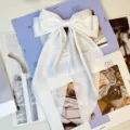 Elegante pinza para el pelo con lazo grande de satén blanco para peinados de mujer - Blanco puro