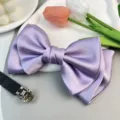 High-end lavender purple satin bow hair clip with luxury texture for women's hairstyle - Purple