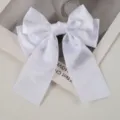 Λεπτομερές κοντινό πλάνο λευκού σατέν φιόγκου για τα μαλλιά σε μίνιμαλ φόντο. - Καθαρό λευκό