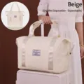 Erweiterbare beige Sporttasche mit wasserfestem Material und Nass-Trocken-Trennung - Nass/Trocken-Erweiterbar / Gebrochenes Weiß