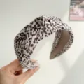 Stylish leopard print knotted headband with ink pattern and high crown design for women - Leopard Knotted Style / Off White