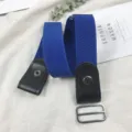 Women elastic invisible belt stretch waist band buckle free blue denim jeans accessory - Blue