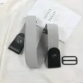 Buckle-free invisible elastic belt for women, stretch waist strap with leather ends. - Gray