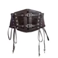 Dunkelbraunes Damen Gothic Korsett Gürtel aus PU Leder mit Schnallen und modischer Schnürung. - Kaffeebrauner Taillengürtel