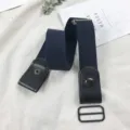 Navy blue buckle-free elastic belt for women, adjustable stretch waist strap for jeans. - Dark Blue