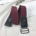 Burgundy buckle free elastic invisible waist belt for jeans comfortable stretch design - Burgundy