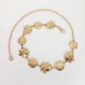 Gold metal waist chain variant, stylish decorative belt for dresses and jeans, shiny finish. - Irregular Ripple Coin / Gold