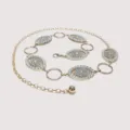Vintage bohemian ethnic style hollow flower waist chain for women, elegant dress accessory. - Hollow Flower / 3.50cm / Gold