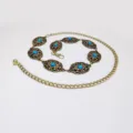 Vintage Ethnic Turquoise Metal Waist Chain Decorative Dress Belt for Women - New - 3.3cm Antique Gold Waist Chain / Antique Gold [Blue Turquoise]