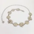 Silver metal waist chain for women, irregular disc design, stylish accessory for dresses and jeans. - Irregular Ripple Coin / Silver