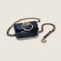 Black mini waist bag with gold chain strap, stylish leather belt purse for women daily use. - 105cm / Style E: Gold Waist Chain + Bag [Sun Pendant]