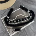 Damen Kunstpelz Perlen Taillenkette Y2K Stil Gürtel für Kleid Pullover Jeans Accessoire - Stil B / Schwarz
