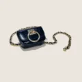 Black glossy mini crossbody bag with gold ring clasp and chain strap for women fashion. - 105cm / Style E: Gold Waist Chain + Bag [Dot Pendant]