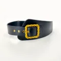 Damen elastischer Taillengürtel, schwarzer Korsettgürtel mit goldenem Schnallenvariant - 6,0 cm Twist Goldene Schnalle / Schwarz