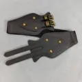 Brown wide elastic belt for women, retro waist seal with metal double buckles and studs. - 5.0cm Wide / Black