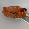 Damen brauner breiter Taillenguertel elastischer Korsettguertel mit Metalloesen und Schnalle - 6.0cm Goldene Schnalle / Braun