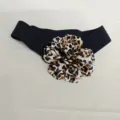 Women fashion wide elastic waist belt with leopard print rose flower, dress decor accessory. - Flower Cinch Belt / 6cm / Leopard Print