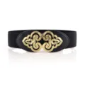 Cinturón de cintura elástico ancho retro con hebilla dorada ornamentada para vestidos. - Hebilla Dorada de 6.0cm / Negro