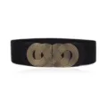 Cinturón elástico ancho vintage para mujer con hebilla elegante de bronce para vestido chic - Hebilla Trenzada de 6.0cm / Negro