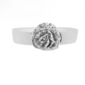 Silver sequin flower elastic waist belt for women, stylish dress sweater decorative cincher. - Flower Cinch Belt / 5cm / Silver