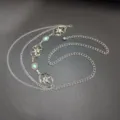 Vintage silver metal waist chain for women Y2K style star hollow belt fashion dress accessory - 3.8cm Silver Turquoise Tassel Patchwork Waist Chain