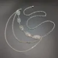 Silver retro multi-layer metal waist chain with embossed floral oval links for dress. - Embossed Tassel Waist Chain (Style Two) / Silver