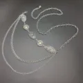 Silver ethnic embossed multi-layer waist chain, stylish retro metal belt accessory for dress. - Sun Embossed Tassel Waist Chain (Style Two) / Silver