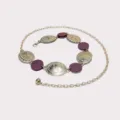 Vintage metal waist chain for women, chic gold tone coin medallions and maroon rounds, dress belt - Large Compass Waist Chain / 4cm / Gold