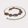 Vintage metallic waist chain with purple discs and gold links stylish dress accessory - Carved Waist Chain / 3.4cm / Antique Gold