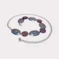 Catena da vita vintage francese in metallo, variante concho argento cerchi marroni per abiti jeans. - Catena da vita incisa / 3.4cm / Argento antico