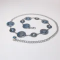 Bohemian silver metal waist chain Y2K aesthetic decorative belt for women dresses sweaters - Hat Spliced Lace Waist Chain / Silver