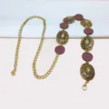 Catena da cintura in metallo vintage per donna, cintura decorativa rétro con medaglioni e maglie. - Catena da Vita Bordo in Pizzo / 3.8CM / Oro antico