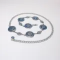 Silver metal chain belt with bohemian textured circular discs, stylish Y2K waist accessory. - Hat Spliced Oval Waist Chain / Silver