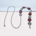 Catena da vita vintage in metallo francese con cerchi in pelle e medaglioni floreali. - Catena da Vita Bussola Piccola / 2.5cm / Argento